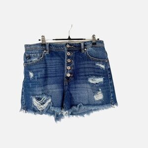 Kancan Exclusively for Maurices Denim Shorts High Rise Frayed Hem Size 28